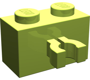 LEGO Lime Brick 1 x 2 with Vertical Clip (Gap in Clip) (30237)