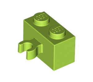 LEGO Lime Brick 1 x 2 with Vertical Clip (Open 'O' clip) (42925 / 95820)