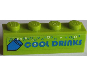 LEGO Chaux Brique 1 x 4 avec Bubbles, Bleu Soda Pop Can et 'COOL DRINKS' Autocollant (3010)