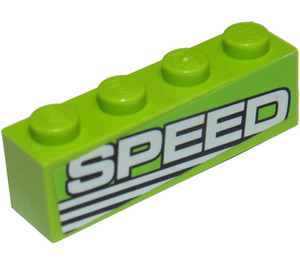 LEGO Lime Brick 1 x 4 with 'SPEED' (Left) Sticker (3010)