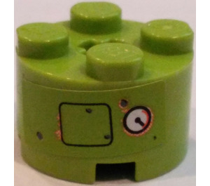 LEGO Lime Brick 2 x 2 Round with Temperature Gauge Sticker (3941)