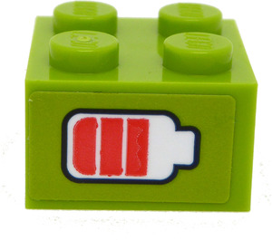 LEGO Lime Brick 2 x 2 with Electric Battery Sticker (3003)