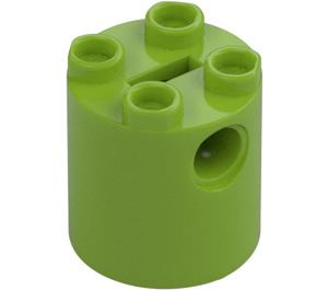 LEGO Lime Brick 2 x 2 x 2 Round with Bottom Axle Holder 'x' Shape '+' Orientation (30361)