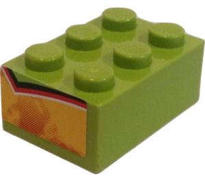 LEGO Chaux Brique 2 x 3 avec Flames (Both Petit Ends) Autocollant (3002)