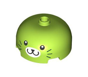 LEGO Lime Mattoncino 3 x 3 Rotondo Dome con smiling Animale Viso (49308 / 102999)