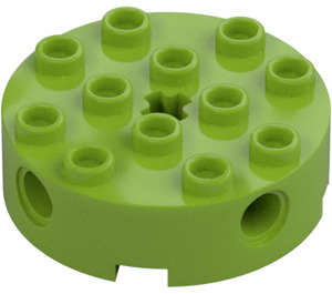 LEGO Lime Klods 4 x 4 Rund med Huller (6222)