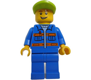 LEGO Lime Berretto, Blu Giacca, Arancione Strisce, Lopsided Open Sorriso Minifigure