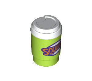 LEGO Lime Cup with Lid with 'SQUISHEE' Pattern (15496 / 16995)