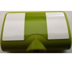 LEGO Lime Curvel Panel 2 x 3 with two white stripes Sticker (71682)