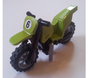 LEGO Citron Vert Dirt Bike avec Noir Châssis et Medium Stone Gris roues avec '6' Autocollant (50860)