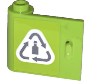 LEGO Лайм врата 1 x 3 x 2 Наляво с Стъклена чаша Waste Recycling Symbol Стикер с куха панта (92262)