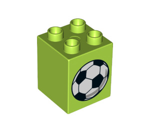 LEGO Lime Duplo Brick 2 x 2 x 2 with Football (31110 / 37369)