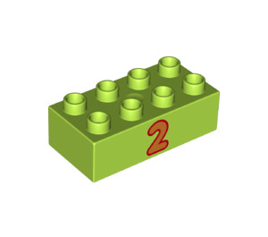 LEGO Lime Duplo Brick 2 x 4 with 2 (3011 / 25155)
