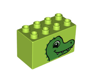 LEGO Limette Duplo Backstein 2 x 4 x 2 mit Dinosaurier Kopf (31111 / 43518)