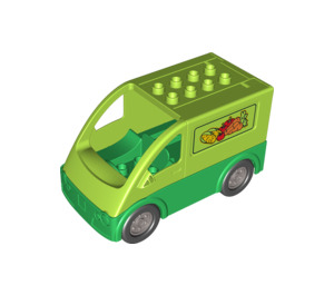 LEGO Duplo Lime Van with Vegetables Pattern and Rear Door (58233)