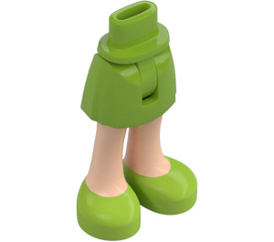 LEGO Lime Hofte med Basic Buet Skjørt med Lime Shoes med tynn hengsel (2241)