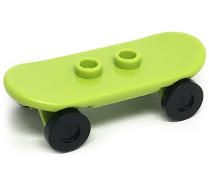 LEGO Lime Minifig Skateboard with Black Wheels