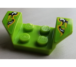 LEGO Lime Mudguard Plate 2 x 2 with Flared Wheel Arches with Black and White Flames Sticker (41854)