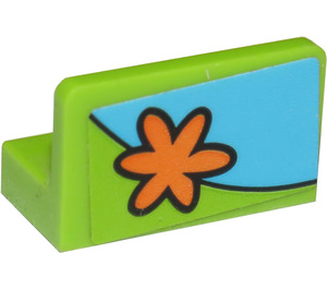 LEGO Lime Panel 1 x 2 x 1 with Orange Flower (Right) Sticker with Rounded Corners (4865)
