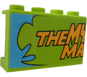 LEGO Lime Panel 1 x 4 x 2 with "THE MY", "MA" and Notes, Photos on the Board Inside Sticker (14718)