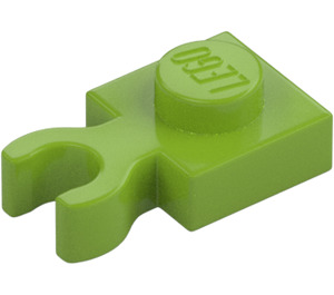 LEGO Lime Plate 1 x 1 med Vertikal Klips (Tykk åpen 'O' klips) (44860 / 60897)