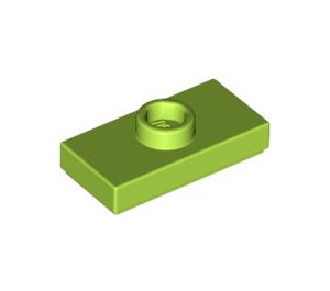 LEGO Lime Plate 1 x 2 med 1 Knott (med rille) (3794 / 15573)