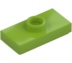 LEGO Lime Plate 1 x 2 with 1 Stud (with Groove and Bottom Stud Holder) (15573 / 78823)