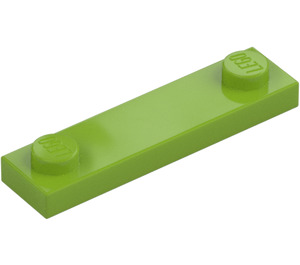 LEGO Limette Platte 1 x 4 mit Zwei Noppen ohne Kante (92593)