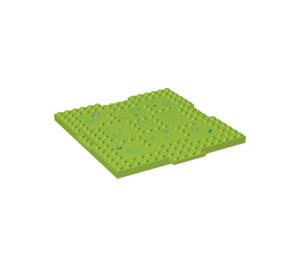 LEGO Lime Plate 16 x 16 x 0.7 with Grass Decoration (16228)