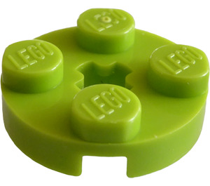 LEGO Lime Plate 2 x 2 Round with Axle Hole (with '+' Axle Hole) (4032)