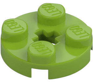 LEGO Citron Vert assiette 2 x 2 Rond avec Trou d'essieu (avec trou d'axe en 'X') (4032)