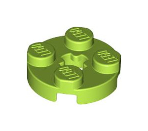 LEGO Lime Plate 2 x 2 Round with Axle Hole (with 'X' Axle Hole) (4032)