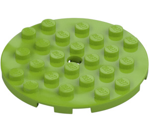 LEGO Limette Platte 6 x 6 Rund mit Pin Loch (11213)