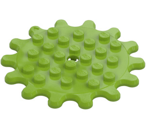 LEGO Lime Plade Rund 6 x 6 med 14 Gear Tænder (35446)