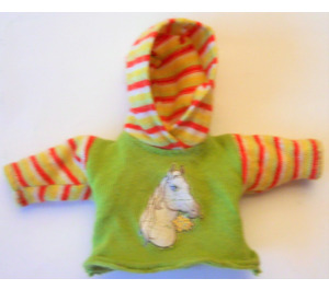 LEGO Lime Scala Clothes Female Sweater with Striped Hood and Sleeves and Horse Decoration on Front