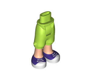 LEGO Lime Minidoll Hip with Cropped Trousers with Purple and White Shoes (Thick Hinge) (18353)