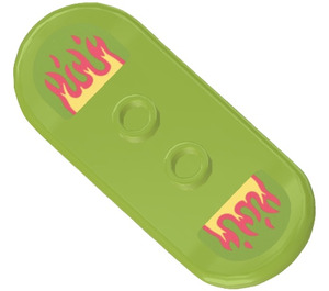 LEGO Limette Skateboard mit Vier Rad Clips mit Flames (x 2) Aufkleber (42511)