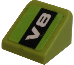 LEGO Lime Slope 1 x 1 (31°) with V8 (Left) Sticker (50746)