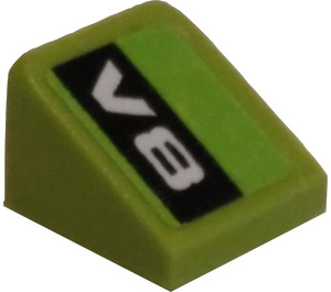 LEGO Limette Steigung 1 x 1 (31°) mit V8 (Recht) Aufkleber (50746)