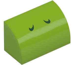 LEGO Lime Pendenza 1 x 2 Curvo con Verde Yoshi Nostrils (37352 / 68966)