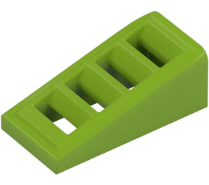 LEGO Lime Pendenza 1 x 2 x 0.7 (18°) con Griglia (61409)