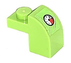 LEGO Lime Slope 1 x 2 x 1.3 Curved with Plate with Gauge Sticker (6091)