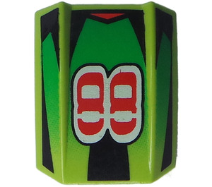 LEGO Lime Slope 1 x 2 x 2 Curved with "88" (30602 / 43384)