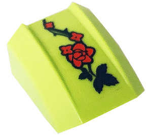 LEGO Lime Slope 1 x 2 x 2 Curved with Climbing Flower Sticker (28659)