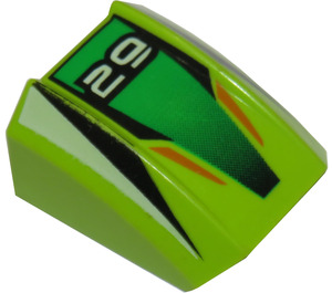 LEGO Lime Slope 1 x 2 x 2 Curved with Racer Number 29 (30602 / 42707)