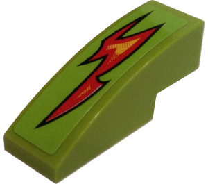 LEGO Lime Slope 1 x 3 Curved with Flame Bolt (Right) Sticker (50950)