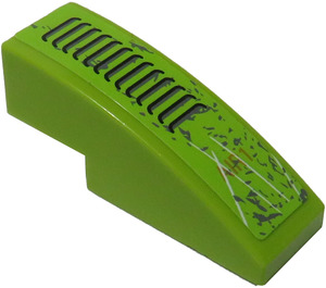 LEGO Lime Slope 1 x 3 Curved with Grille 'AIR 1' Sticker (50950)