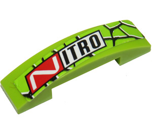 LEGO Lime Slope 1 x 4 Curved Double with Snake Skin and 'NITRO' Sticker (93273)