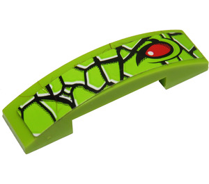 LEGO Lime Slope 1 x 4 Curved Double with Snake Skin and Red Eye Pattern Model Right Side Sticker (93273)