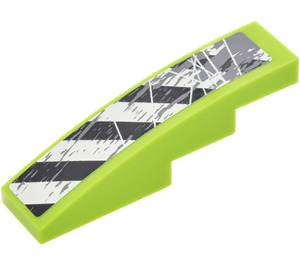 LEGO Lime Slope 1 x 4 Curved with Black and white stripes (Left) Sticker (11153)